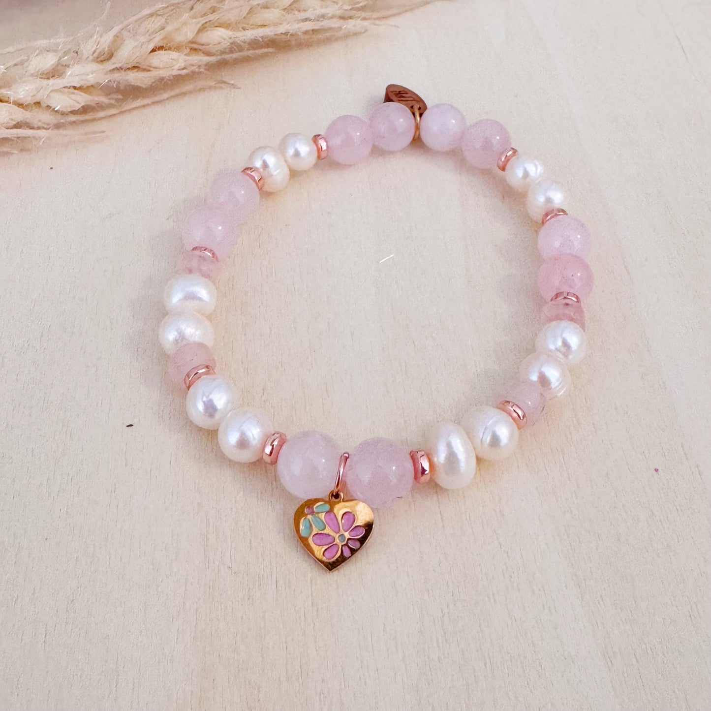 Bracelet quartz rose et perles d’eau douce