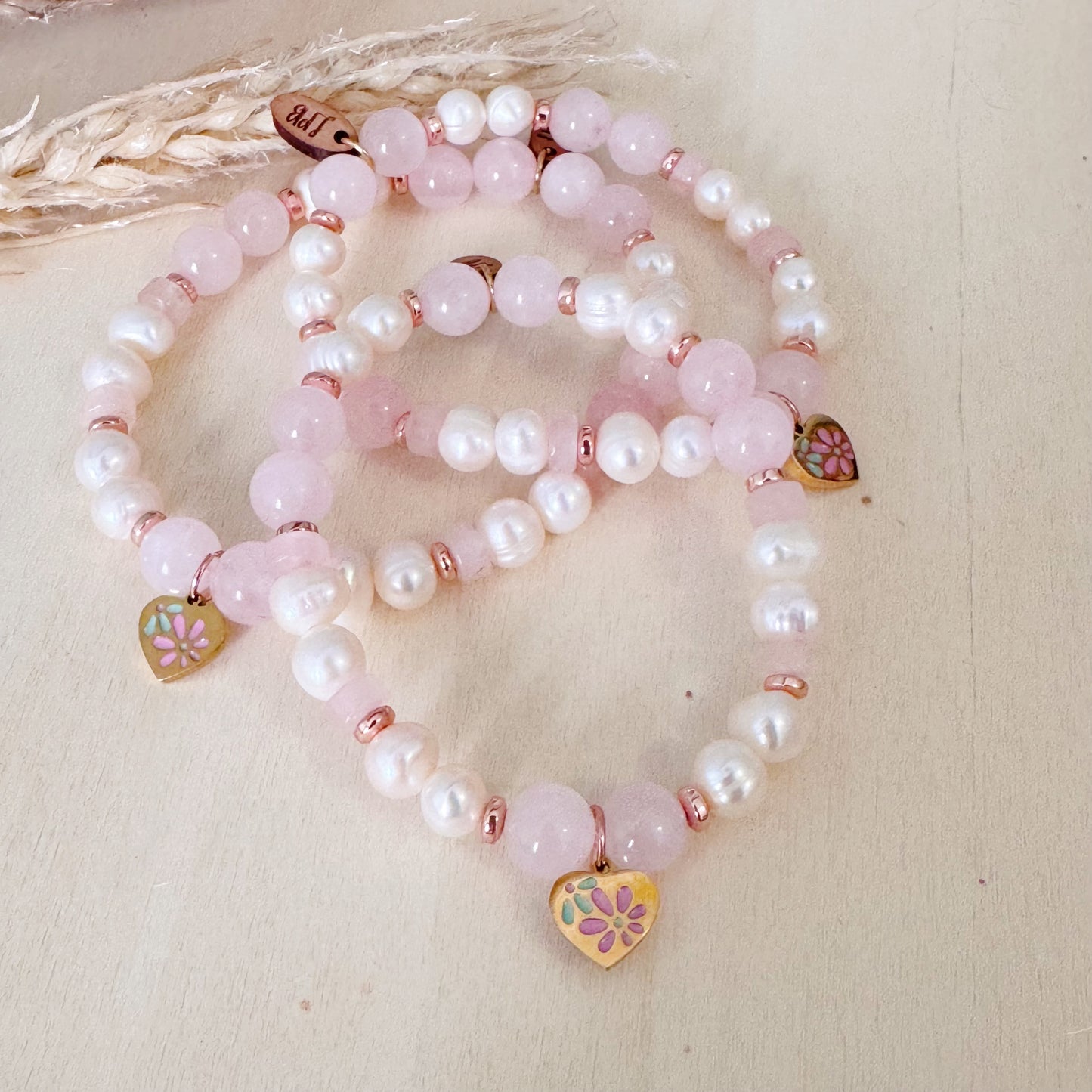 Bracelet quartz rose et perles d’eau douce