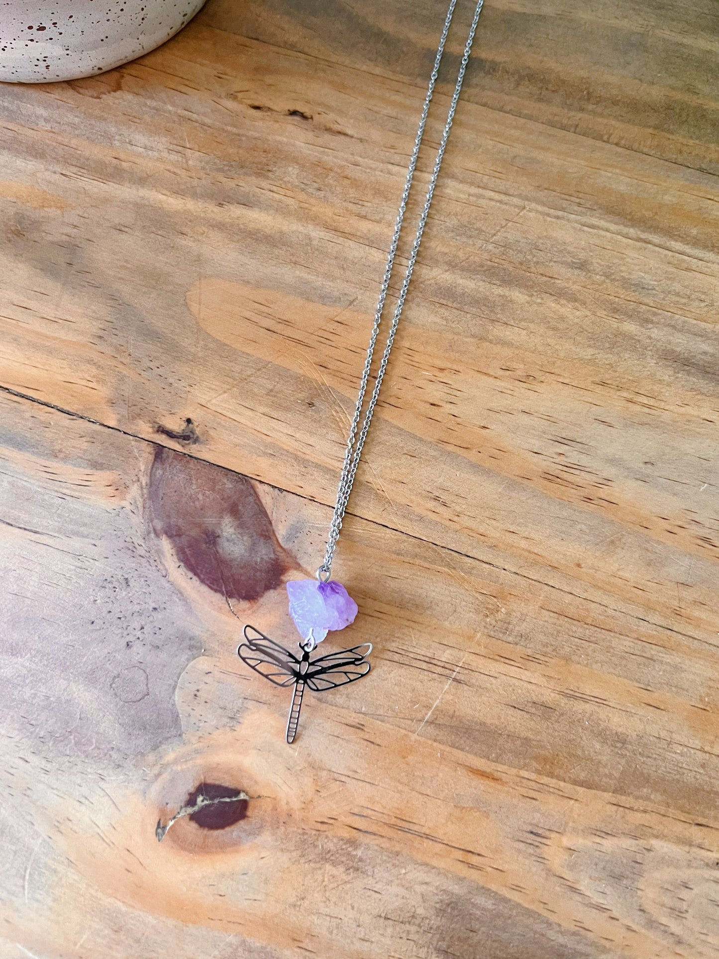 Nouvelle Lumiere - Collier améthyste + libellule