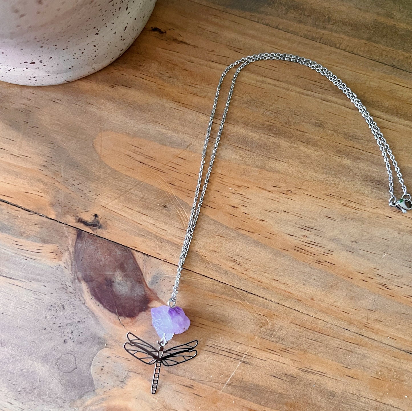 Nouvelle Lumiere - Collier améthyste + libellule