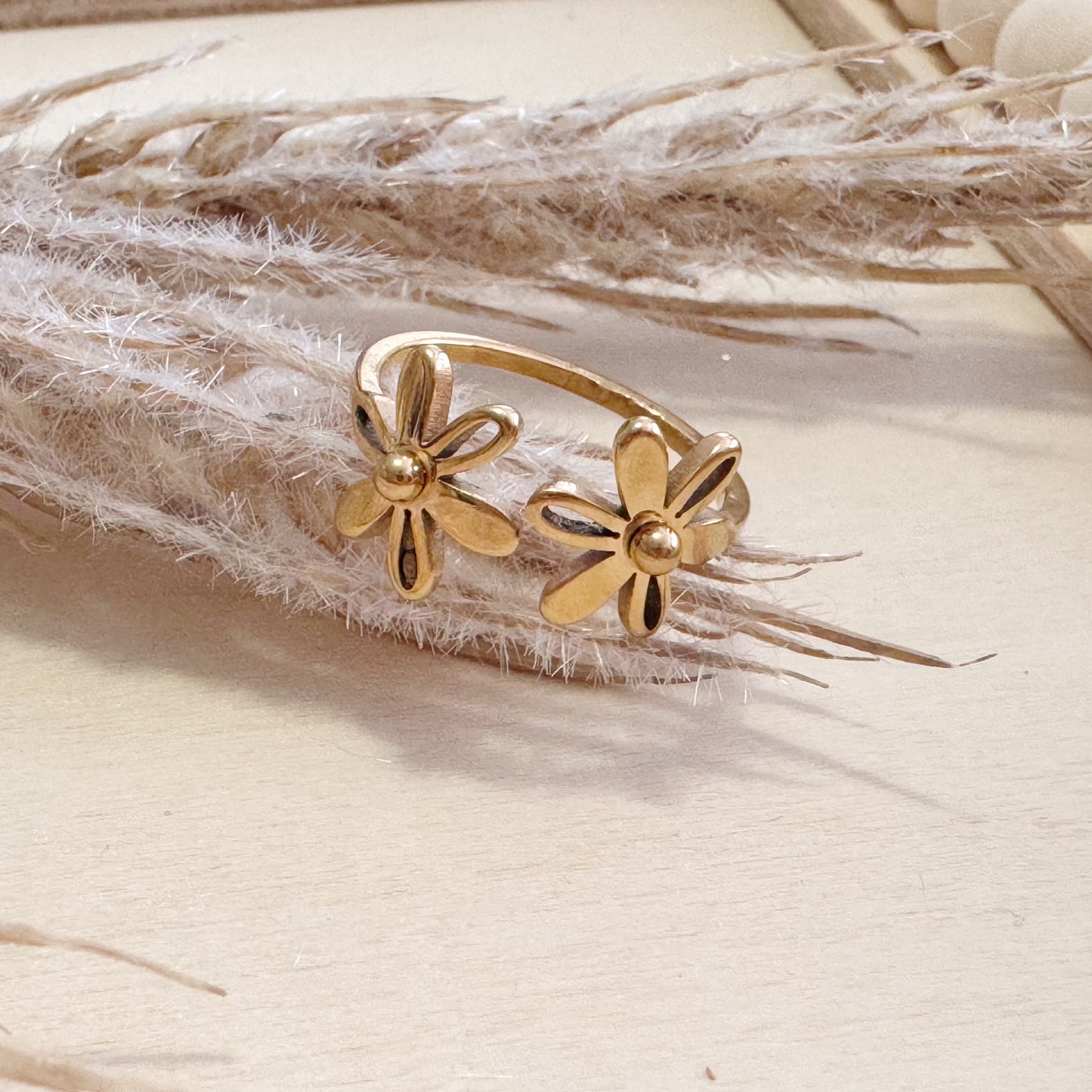 Bague double fleurs