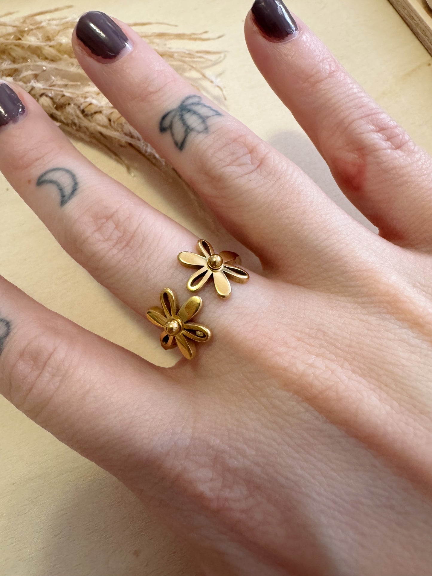 Bague double fleurs
