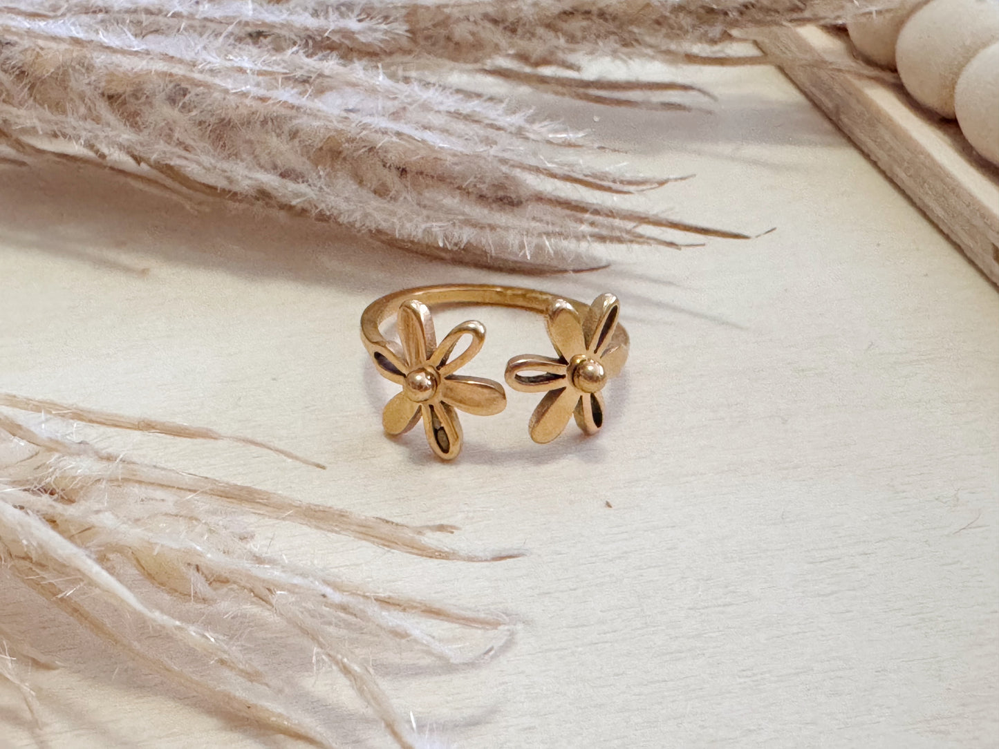 Bague double fleurs