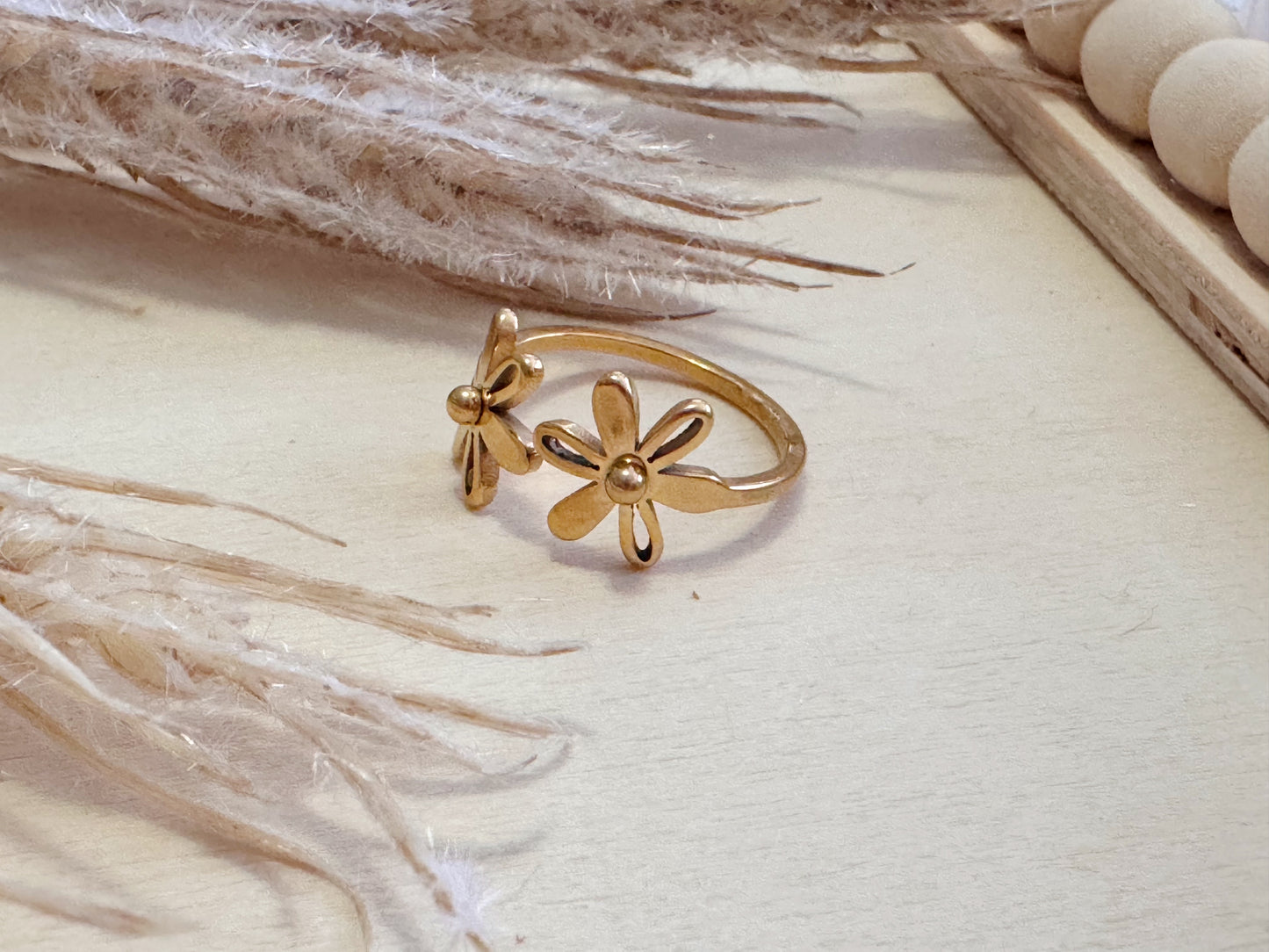 Bague double fleurs