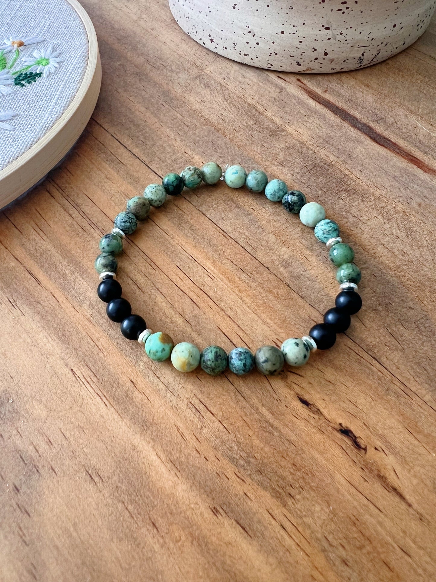 Bracelet turquoise africaine et onyx