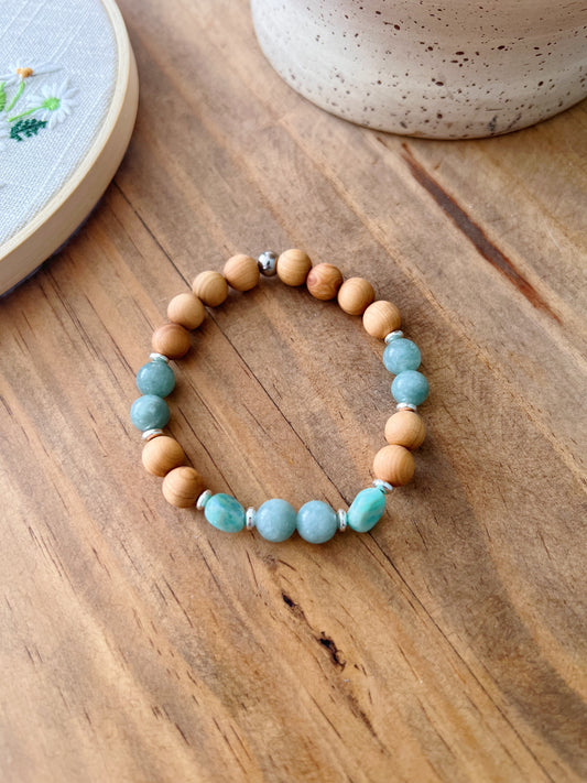 Bracelet Amazonite et bois