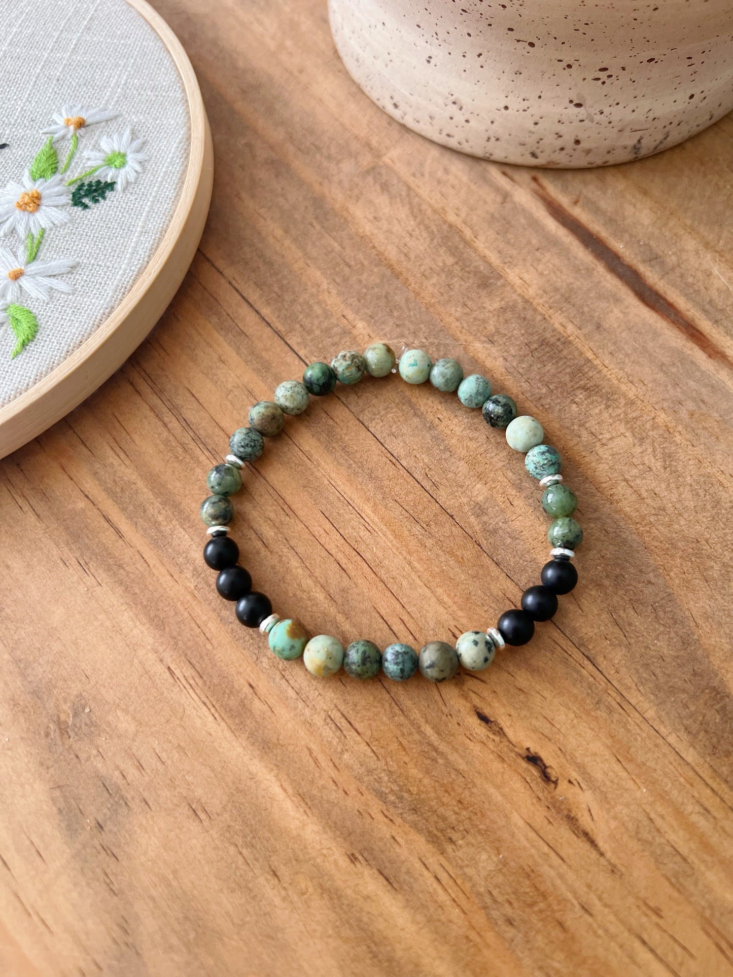 Bracelet turquoise africaine et onyx