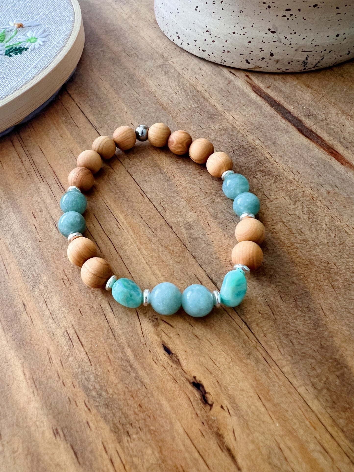 Bracelet Amazonite et bois