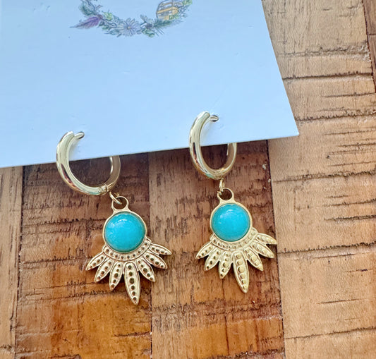Boucles d’oreilles dorés amazonite lustré