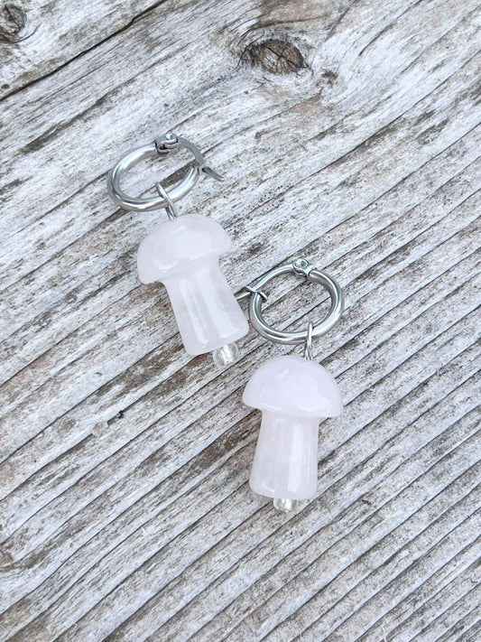 Boucles d’oreilles champignons en quartz