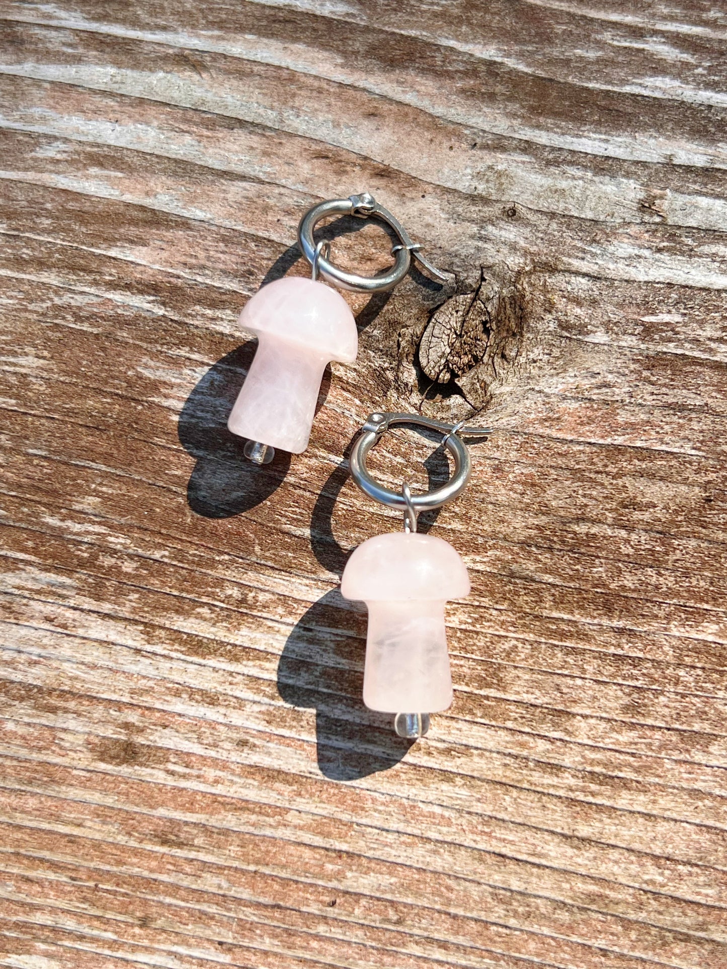 Boucles d’oreilles champignons en quartz